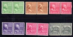 U.S. Presidential Series of 1938 in Coil Joint Line Pairs Original Gum Hinged - Bild 1 von 3