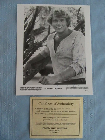 RARE SIGNED ORIGINAL W/COA JOHN SCHNEIDER EDDIE MACON'S RUN B&W 8X10 PHOTO Cover