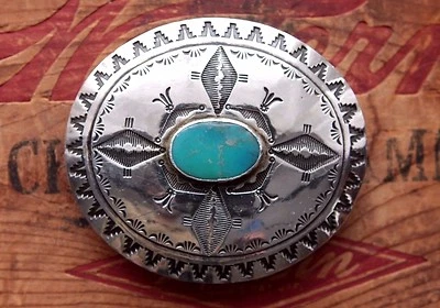 Hebilla de cinturón occidental turquesa de plata esterlina hecha a mano nativa americana vintage Foto 1 de 4
