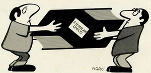 Collage de Roberto Figueredo Hermoso ̈Ejemplo único ̈. 1980. Firmado (FIG / 80). - Imagen 1 de 5