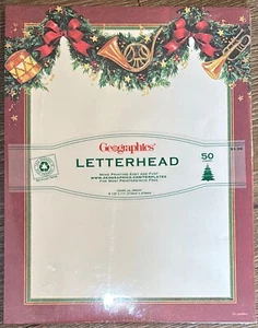Geographics Letterhead Christmas Holiday Horn and Drum, garland 150 Total Sheets - Picture 1 of 2