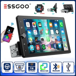10.4" Wireless Carplay/Android Auto Single 1 DIN Car Stereo Rotatable Screen USB - Picture 1 of 14