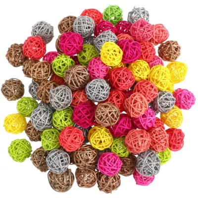 100Pcs rattan balls bulk 3cm Party Colorful Rattan Balls Kindergarten - Image 1 of 4