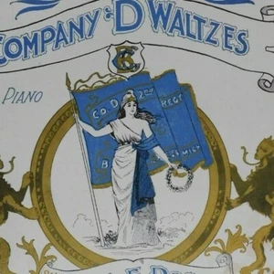 Seltene Vintage 1897 große Noten "Company D Waltzes" Battle Creek Guards - Bild 1 von 3