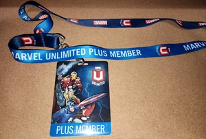 Marvel Unlimited Plus Member Lanyard with badge Iron Man  Thor  Captain America - Picture 1 of 3
