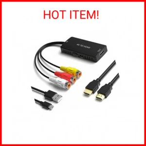 RCA to HDMI Converter, AV to HDMI Adapter, Composite to HDMI, Support 1080P, PAL - Picture 1 of 2