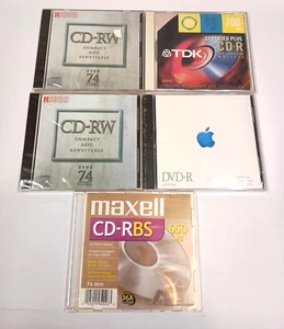 Ricoh CD-RW, Maxell CD-RBS, TDK CD-R, Apple DVD-R Blank Media Lot - Picture 1 of 2