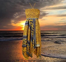 Women Hi Low Dresses, Sundress, Yellow Handmade Boho Dress, Uneven Hem, S/M