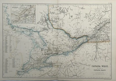 1860 Central Canada Hand Coloured Antique Map by G.W. Blackie - Image 1 of 3