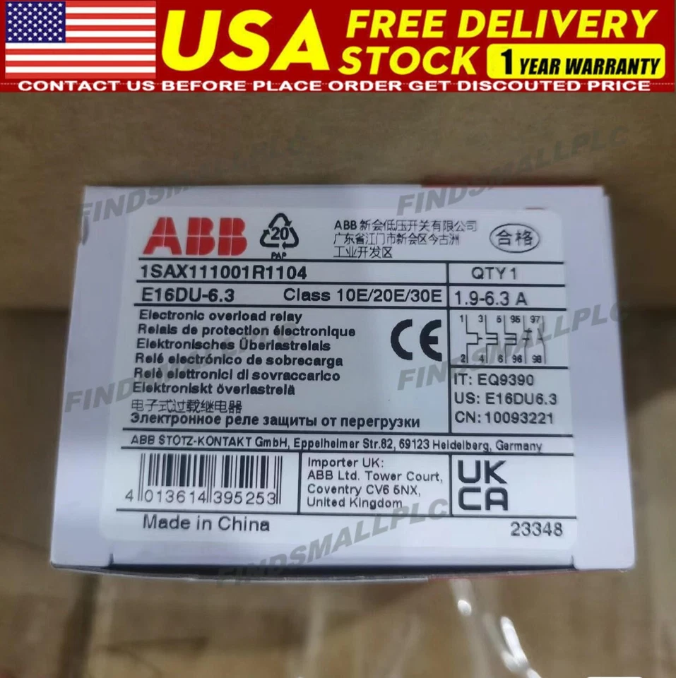 1pc ABB E16DU-6.3 Electronic Overload Relay 1.9-6.3 A 1SAX111001R1104 - Image 1 of 1