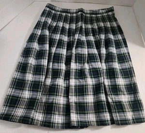 Lands End Girls Skirt Size 14 Tartan Plaid Pleated Navy Green Scotland - Picture 1 of 6