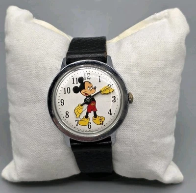 Reloj mecánico Timex Walt Disney Mickey Mouse 1971 de colección brazos giratorios - Funciona Foto 1 de 4