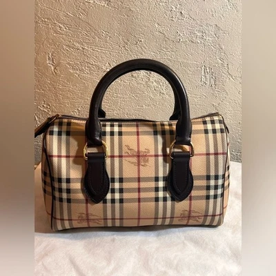 Burberry Haymarket Boston Bag Satchel with Iconic Check Pattern luxury - Image 1 of 4