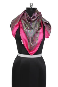 Sushila Vintage Pink Women Scarf Blend Silk Printed Paisley Stole 39" x 38" - Picture 1 of 7