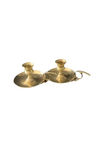 Vintage Brass Finger Loop Hole Candle Holders Lot Set Of 2 Classic Style  - Picture 1 of 11