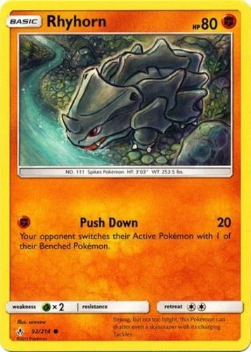 Rhyhorn - 92/214 - Common - Near Mint - Image 1 of 1
