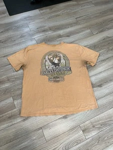 VTG Y2K Harley-Davidson Motorcycles Spellout Orange T-Shirt Adult Size 2XL - Picture 1 of 12