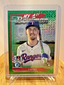 2024 Bowman Chrome My 1st Bowman Evan Carter RC Rookie Green Mojo Refractor /99 - Bild 1 von 2