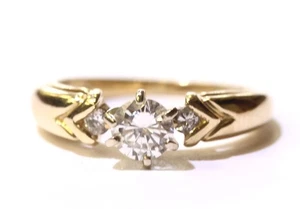 14k yellow gold .53ct round diamond engagement ring 3.4g estate vintage antique - Picture 1 of 7