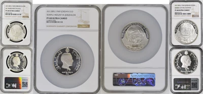 Jordan Massive Silver 1/2 Dinar, 3/4 Dinar y 1 Dinar 1969 KM-21, 22, 23 NGC PF 68 UC Foto 1 de 4