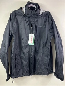 Marmot PreClip Full Zip Wind Breaker Rain Jacket Mens Large Black NWT - Picture 1 of 12
