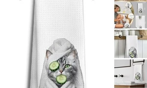 Funny Cat Hand Towels for Bathroom Decor, Cute Cat Mom Lady Multicolour-2 - Picture 1 of 8