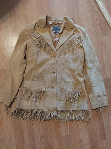 Brandon Thomas Suede Jacket Womens Sz Medium Tan Western Fringe Rodeo (Read) - Picture 1 of 11