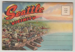 Washington, Seattle & Vicinity, Linen Souvenir Folder/Multi Views - Picture 1 of 1