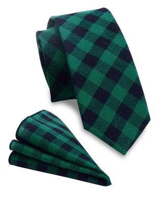 Черные зеленые клетчатые галстуки GUSLESON для мужчин узкие хлопковые кашемировые галстуки и галстуки P... - Изображение 1 из 4