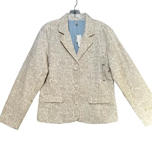 NEU Old Navy Floral Fancy Brokat Urlaub Blazer Jacke Damen XL beige creme - Bild 1 von 12