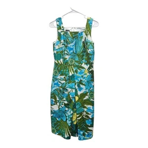 Talbots Größe 4 ärmelloses Fit & Flare Kleid Blumenmuster tropischer Druck Baumwollmischung - Bild 1 von 9