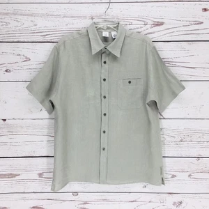 vtg A/X Armani Exchange 100% Linen Shirt Men's L Short Sleeve Button Up Gray - Picture 1 of 9