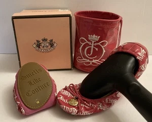 Juicy Couture Ballet Ballerina Flats and Pouch Pink Patent Leather Women’s 7M - Picture 1 of 5