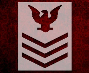 Plantilla de suboficial de primera clase de la Marina de los Estados Unidos reutilizable 8,5 x 11 pulgadas para pintar - Imagen 1 de 3