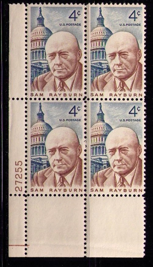 US USA Sc# 1202 MNH FVF PLATE # BLOCK Sam Rayburn Speaker of House US Congress - Image 1 of 1