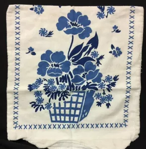 Copricuscino vintage 13,5" blu e bianco in un cesto con lembi - Foto 1 di 3
