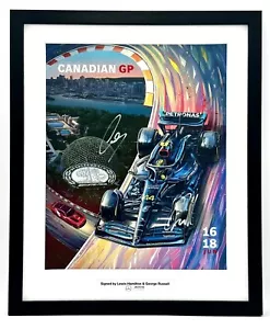 Poster social media Mercedes F1 firmato Lewis Hamilton George Russell Canada 2023 - Foto 1 di 4