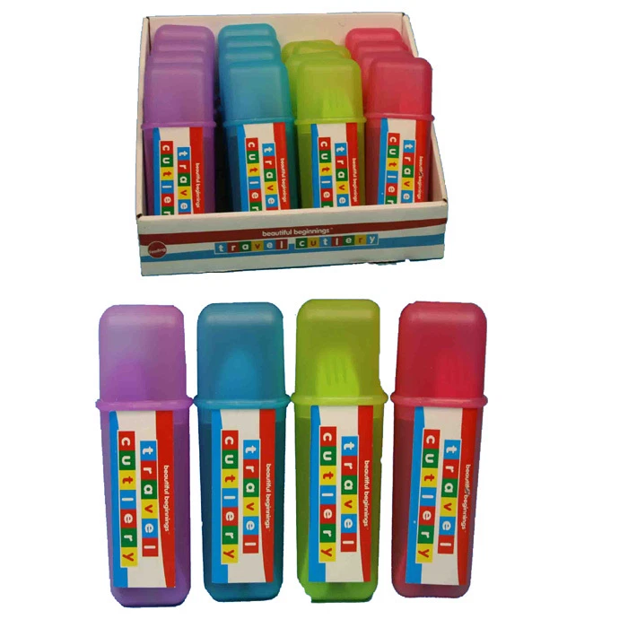 BRANDNEU BABY KIND KINDER REISE BESTECKSET LÖFFEL & GABELN MIT TRANSPORTTASCHE - Bild 1 von 3