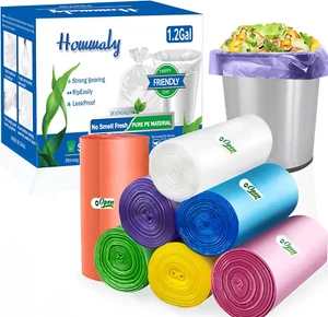 1.2 Gallon 350Pcs Small Trash Bags Strong Multicolor Garbage Bags,Bathroom Trash - Picture 1 of 11