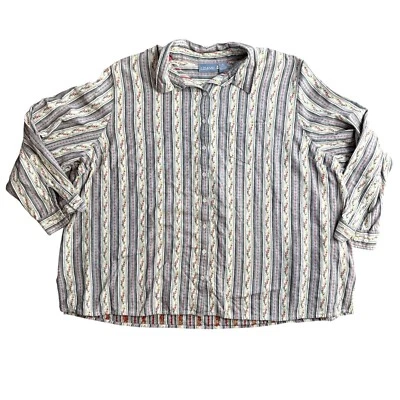 Vintage Liz & Me Button Up Shirt Womens 4X Cotton Cottagecore Floral Long Sleeve - Image 1 of 4