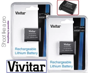 Hi Capacity 2-Pc AHDBT-401 Battery for GoPro HD HERO4 Black/Silver - Picture 1 of 3