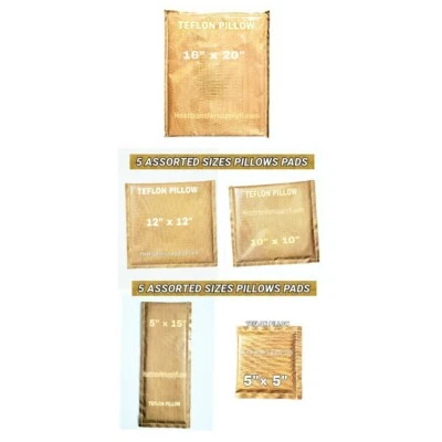 TEFLON HEAT RESISTANT HEAT PRESS PILLOWS PADS SETS OF 5 ASSORTED SIZES - Image 1 of 4