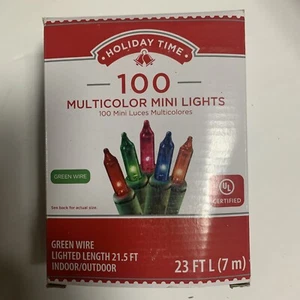 100 MultiColor Mini Lights Green Wire Holiday Christmas Indoor Outdoor - Picture 1 of 2