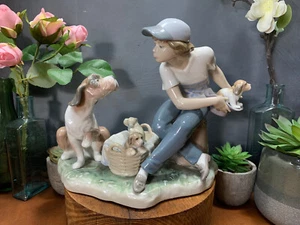 Lladro Figurine This One's Mine Dog Puppies with Boys Porcelain 5376 - Picture 1 of 7