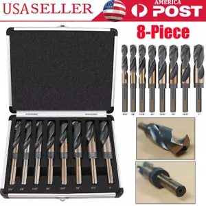8 PCS HSS Cobalt Silver and Deming Drill Bits Set Large Size 9/16 inch to 1 inch - Picture 1 of 20