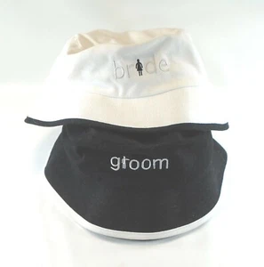 Weddingstar bride groom BUCKET HAT PAIR black white Newlywed cap gift wedding - Picture 1 of 8