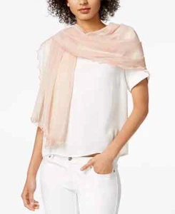 INC Shaw Wrap Melocotón Borde Volantes Plateado Rayas Metálicas Bufanda Envolvente Noche WP8 - Imagen 1 de 5