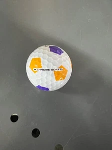 LOGO GOLF BALL-(1) NEW LIMITED EDITION CHROME SOFT TRUVIS MUSTARD YELLOW/PURPLE! - Picture 1 of 4