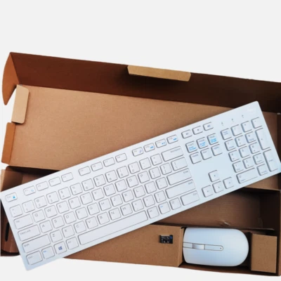 Dell KM636 white wireless keyboard and mouse set US layout - Image 1 of 4