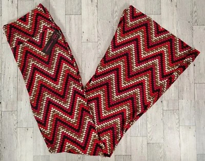 No Boundaries FLARE Pants S M L XL 3X  Juniors Black Red Chevron High Rise NEW - Image 1 of 4